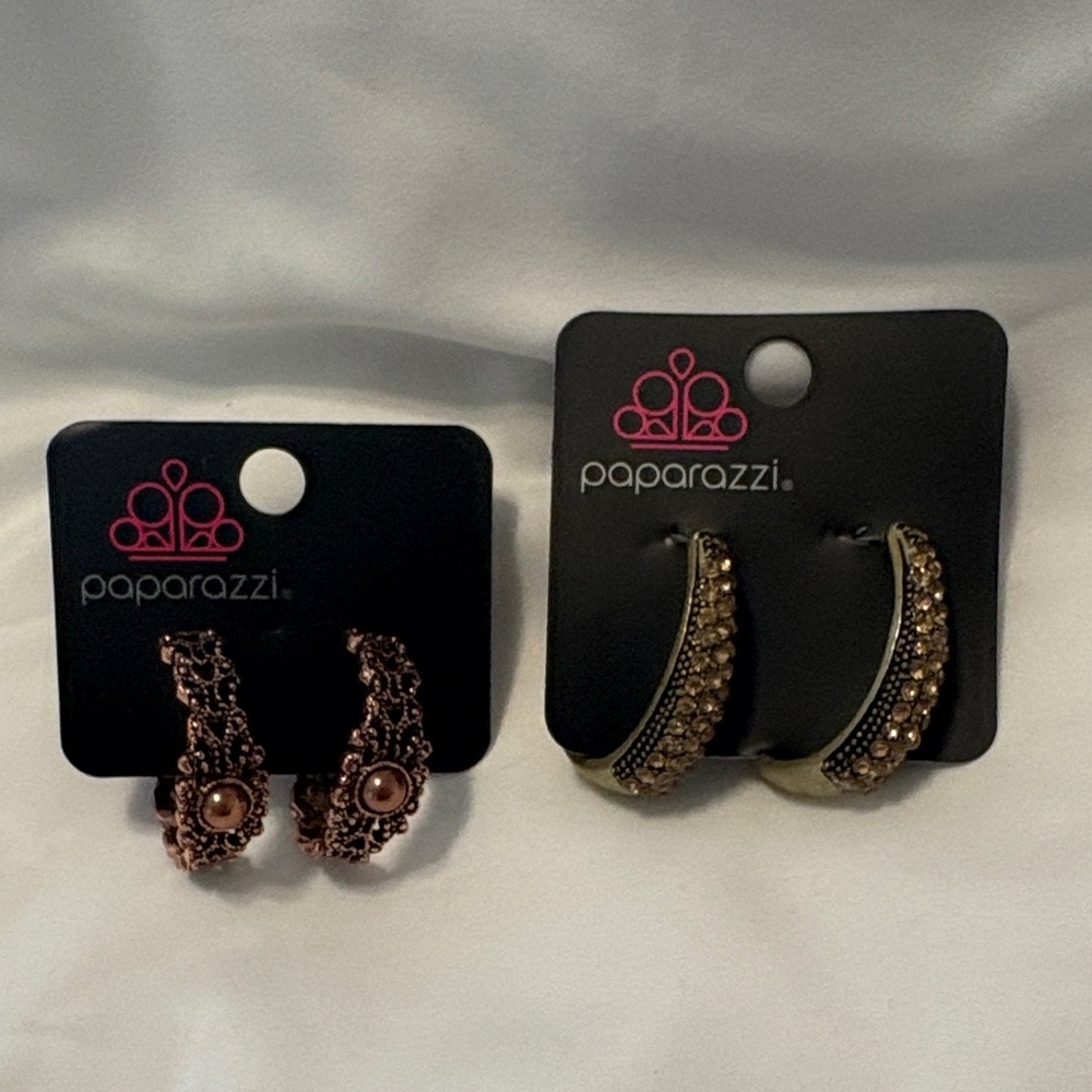 paparazzi Rose Gold Filigree Studs and Gold Crystal Hoop Duo